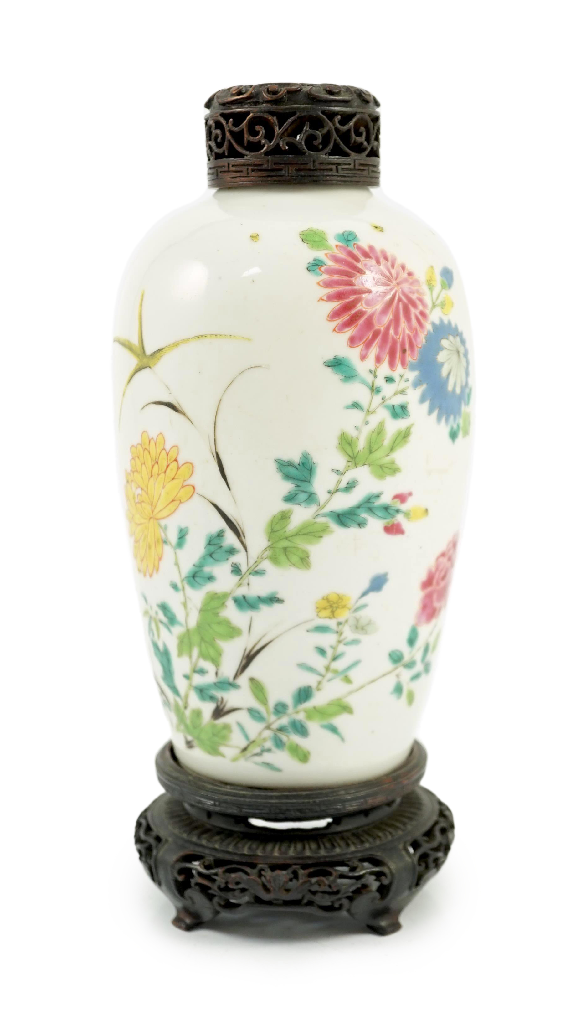 A Chinese famille rose ovoid vase, Yongzheng period